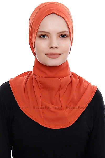 Narin - Ziegelrot Praktisch Fertig Crepe Hijab