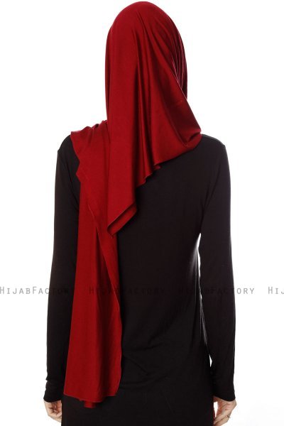 Naz - Bordeaux & Creme Praktisch Fertig Hijab - Ecardin