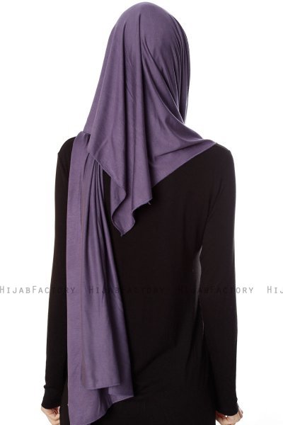 Naz - Lila & Steingrau Praktisch Fertig Hijab - Ecardin
