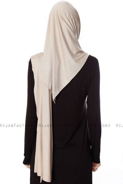 Naz - Helltaupe & Leichte Beige Praktisch Fertig Hijab - Ecardin