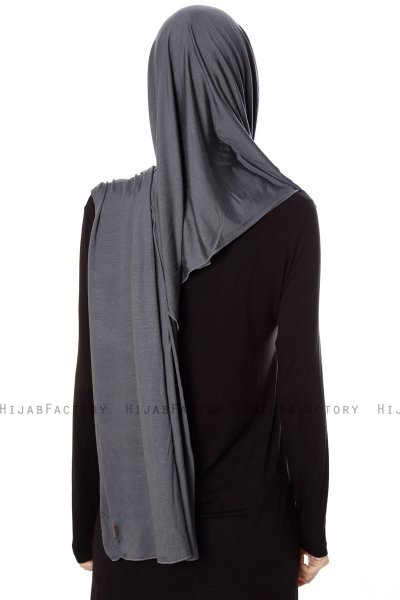 Naz - Dunkelgrau & Hellgrau Praktisch Fertig Hijab - Ecardin