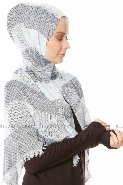 Necla - Blau Zweifarbig Hijab - Özsoy