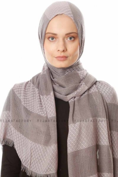 Necla - Grau Zweifarbig Hijab - Özsoy