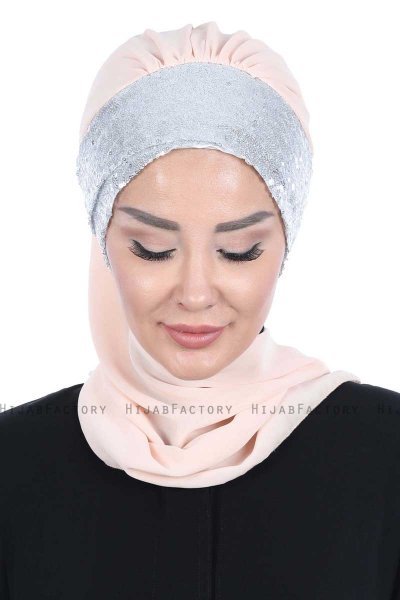 Olga - Beige & Silber Praktisch Hijab