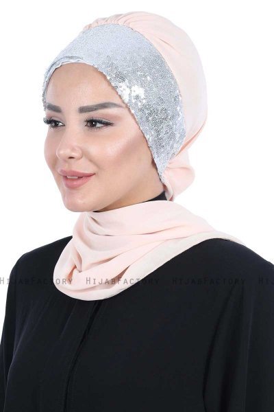 Olga - Beige & Silber Praktisch Hijab