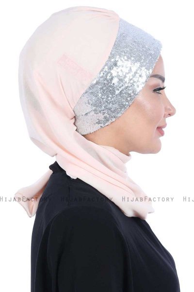 Olga - Beige & Silber Praktisch Hijab