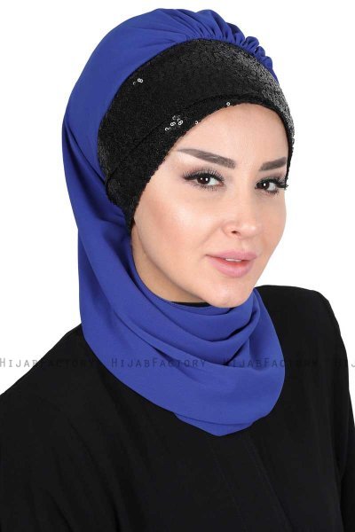 Olga - Blau & Schwarz Praktisch Hijab