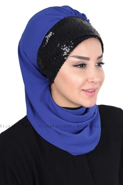 Olga - Blau & Schwarz Praktisch Hijab