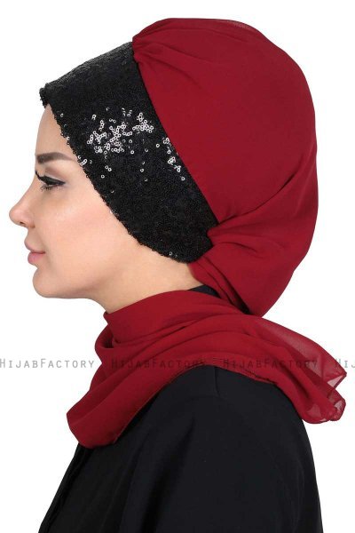Olga - Bordeaux & Schwarz Praktisch Hijab