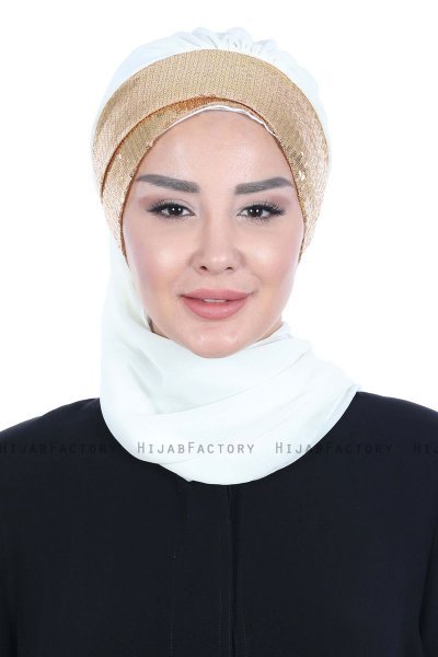 Olga - Creme & Gold Praktisch Hijab
