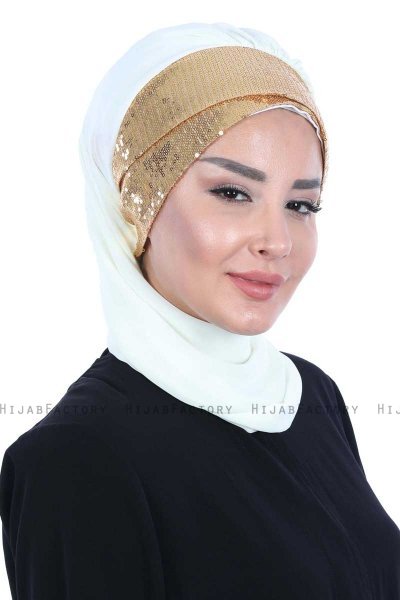 Olga - Creme & Gold Praktisch Hijab