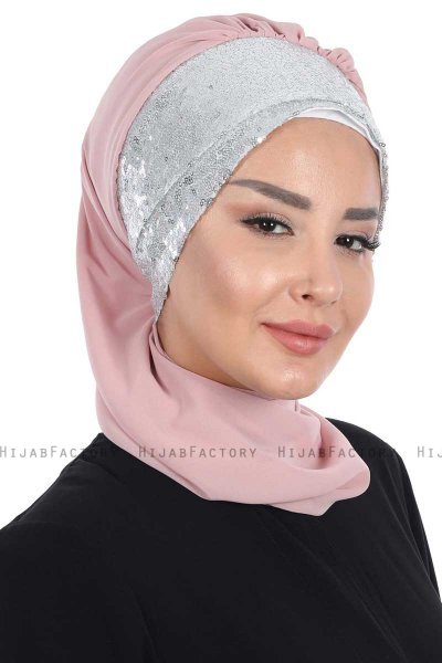Olga - Altrosa & Silber Praktisch Hijab