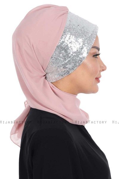 Olga - Altrosa & Silber Praktisch Hijab
