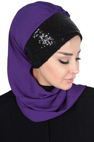 Olga - Lila & Schwarz Praktisch Hijab