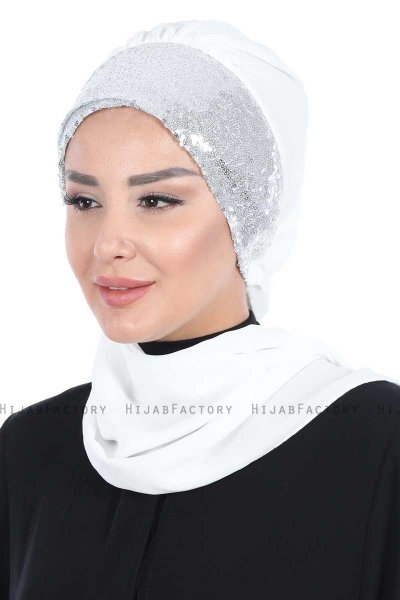Olga - Offwhite & Silber Praktisch Hijab