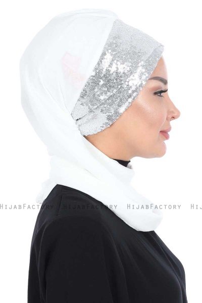 Olga - Offwhite & Silber Praktisch Hijab