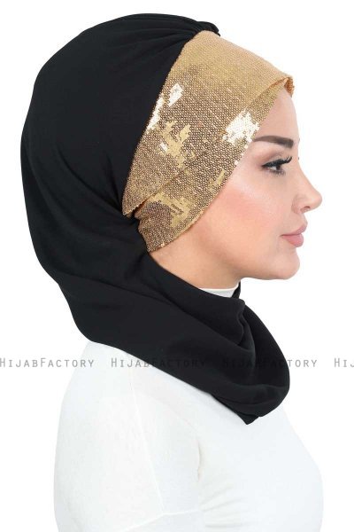 Olga - Schwarz & Gold Praktisch Hijab