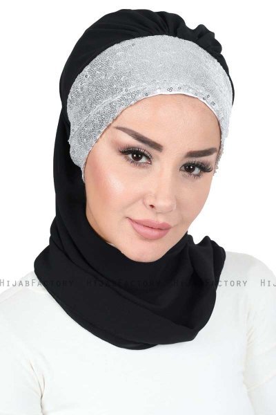 Olga - Schwarz & Silber Praktisch Hijab