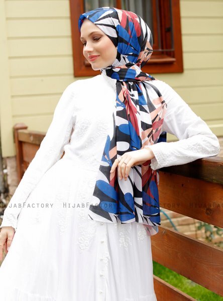 Pariza - Weiß Gemustertes Hijab