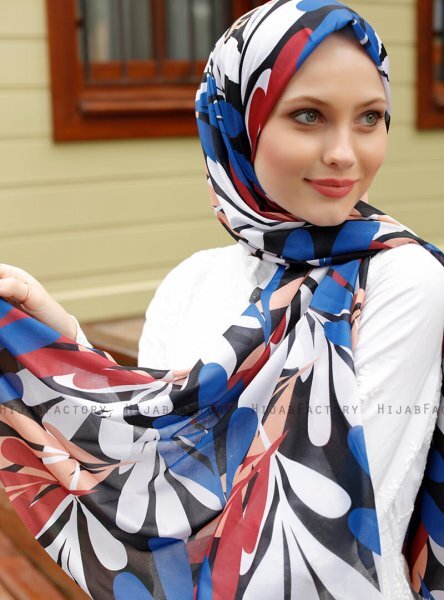 Pariza - Weiß Gemustertes Hijab