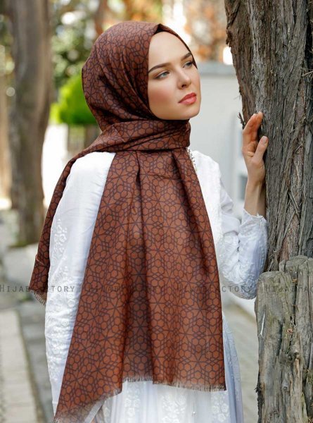 Pareesa - Braun Gemustertes Hijab - Sal Evi