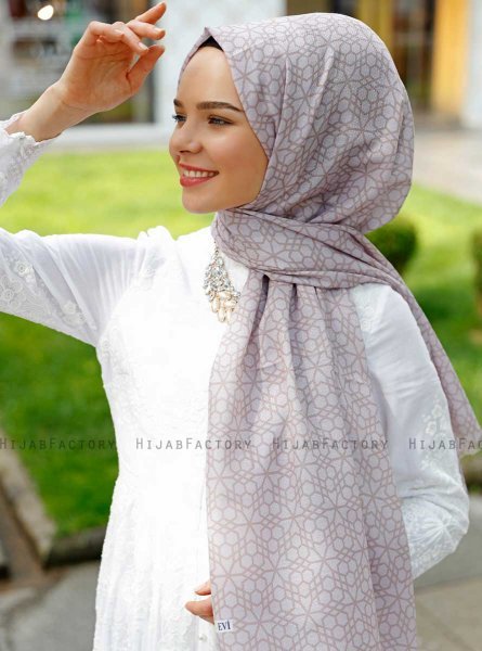 Pareesa - Taupe Gemustertes Hijab - Sal Evi