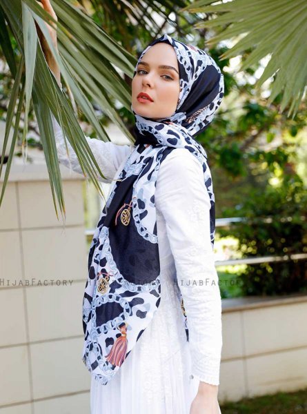 Peridot - Grau Gemustertes Hijab - Sal Evi