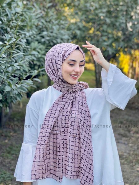 Qiana - Beige Gemustert Baumwolle Hijab