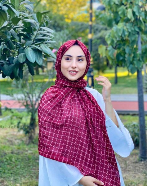Qiana - Bordeaux Gemustert Baumwolle Hijab