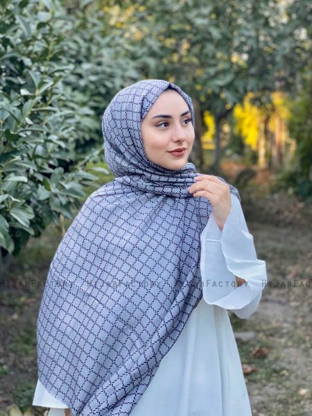 Qiana - Grau Gemustert Baumwolle Hijab