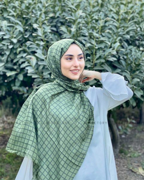 Qiana - Khaki Gemustert Baumwolle Hijab