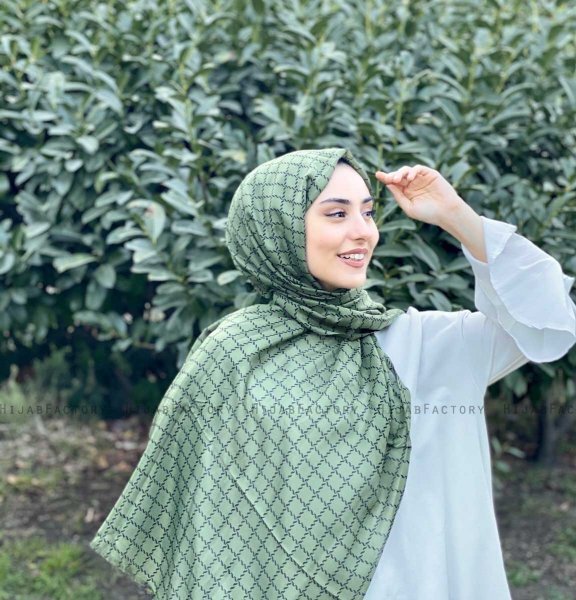 Qiana - Khaki Gemustert Baumwolle Hijab