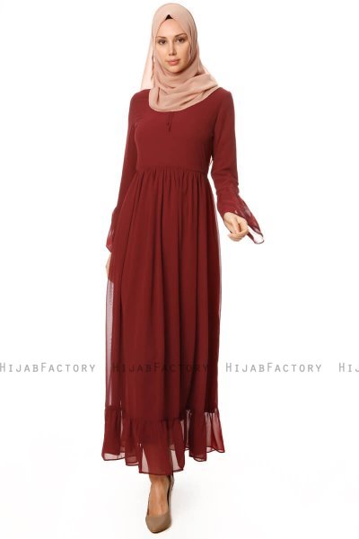 Samiya - Bordeaux Chiffon Kleid - Burun