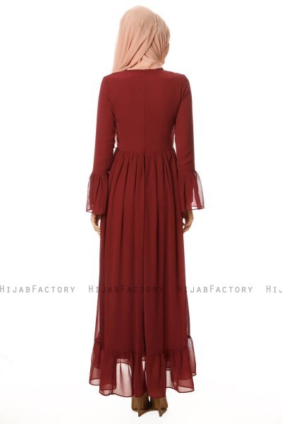 Samiya - Bordeaux Chiffon Kleid - Burun