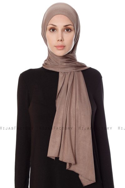 Seda - Dunkeltaupe Jersey Hijab - Ecardin