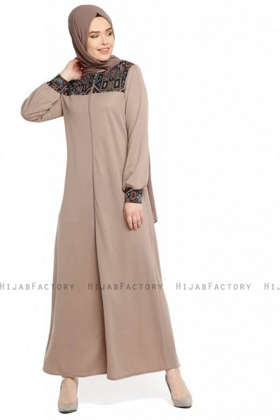 Selda - Taupe Abaya - Miss Cazibe