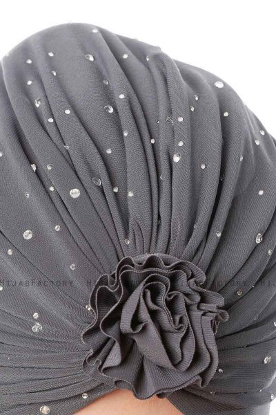 Shereen - Anthrazit Crepe Chiffon Turban - Sehr-i Sal
