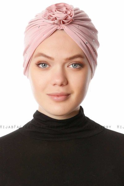 Shereen - Altrosa Crepe Chiffon Turban - Sehr-i Sal