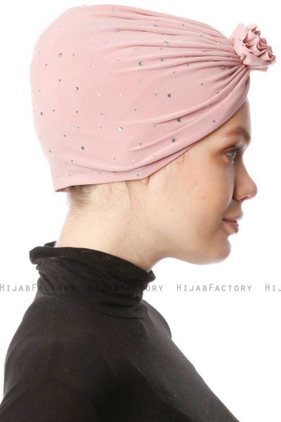 Shereen - Altrosa Crepe Chiffon Turban - Sehr-i Sal