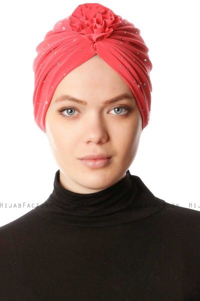 Shereen - Himbeere Crepe Chiffon Turban - Sehr-i Sal