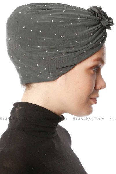 Shereen - Khaki Crepe Chiffon Turban - Sehr-i Sal