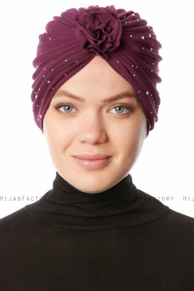 Shereen - Lila Crepe Chiffon Turban - Sehr-i Sal