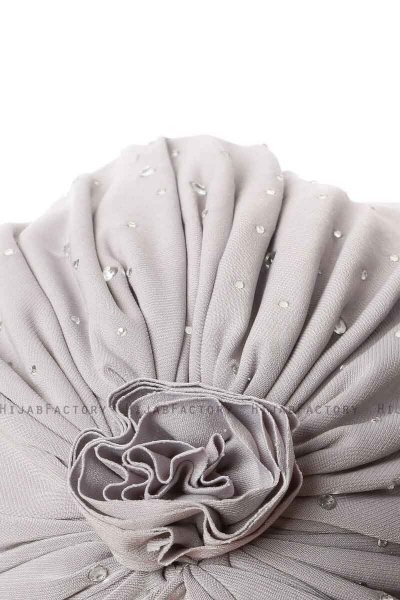 Shereen - Hellgrau Crepe Chiffon Turban - Sehr-i Sal