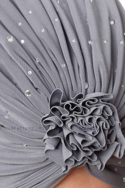 Shereen - Dunkelgrau Crepe Chiffon Turban - Sehr-i Sal