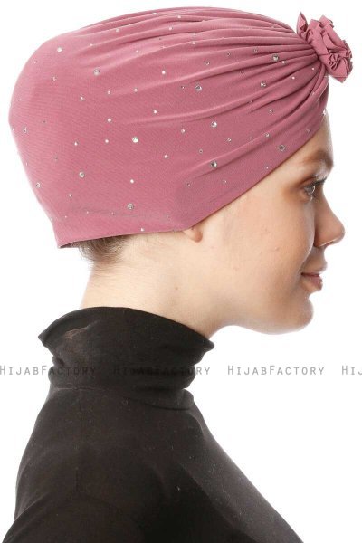 Shereen - Dunkelrosa Crepe Chiffon Turban - Sehr-i Sal