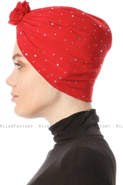Shereen - Rot Crepe Chiffon Turban - Sehr-i Sal