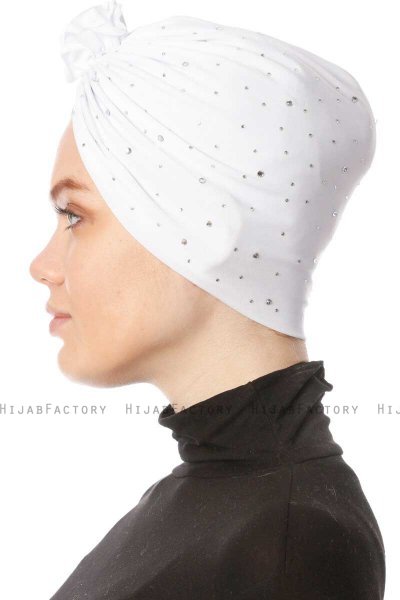 Shereen - Weiß Crepe Chiffon Turban - Sehr-i Sal