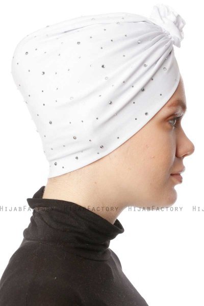 Shereen - Weiß Crepe Chiffon Turban - Sehr-i Sal