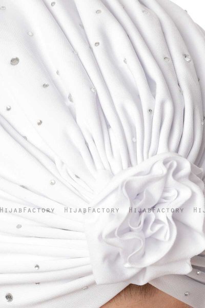 Shereen - Weiß Crepe Chiffon Turban - Sehr-i Sal