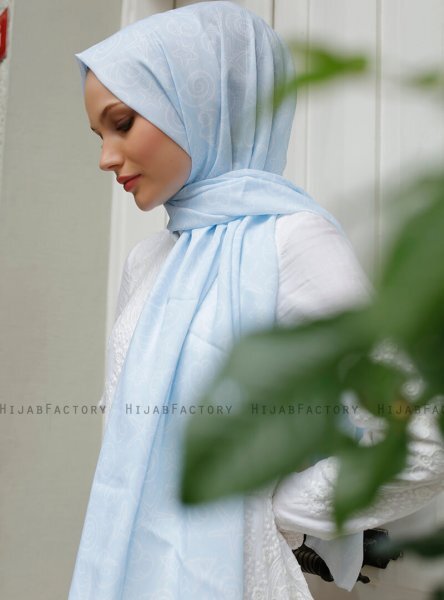 Yumna - Hellblau Gemustertes Hijab